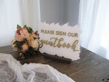 Load image into Gallery viewer, Please Sign Our Guest Book Acrylic Sign with Stand