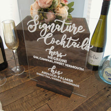 Load image into Gallery viewer, Signature Cocktails- Drink Menu - Acrylic Sign with Stand