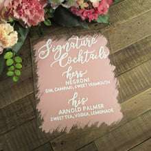 Load image into Gallery viewer, Signature Cocktails- Drink Menu - Acrylic Sign with Stand