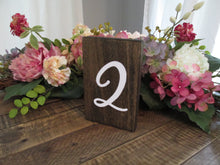 Load image into Gallery viewer, Hand painted wooden table numbers by Perryhill Rustics
