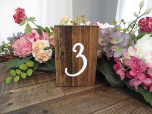 Hand painted wooden table numbers by Perryhill Rustics