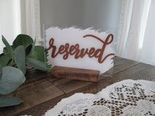 Load image into Gallery viewer, Acrylic Reserved Sign with Stand