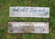 Load image into Gallery viewer, Look what I made personalized wooden art hanger, wall decor by Perryhill Rustics