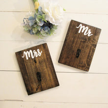 Load image into Gallery viewer, mr and mrs towel or robe hangers by Perryhill Rustics