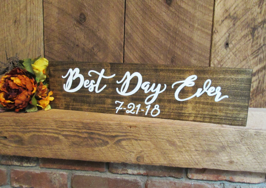 Best Day Ever wooden personalized wedding sign  by Perryhill Rustics