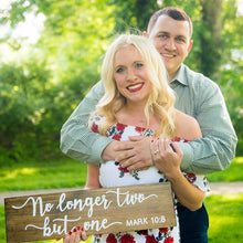 Load image into Gallery viewer, No longer two but one, wooden wedding or home wall decor sign by Perryhill Rustics