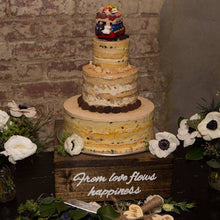 Load image into Gallery viewer, Personalized wooden cake stand by Perryhill Rustics