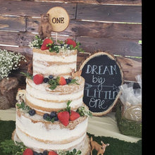Load image into Gallery viewer, Rustic log slice cake topper by Perryhill Rustics