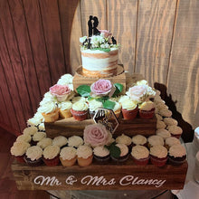 Load image into Gallery viewer, Personalized wooden cupcake stand in early american stain by Perryhill rustics