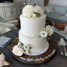 Load image into Gallery viewer, Personalized wooden bridal shower cake stand. Perryhill Rustics