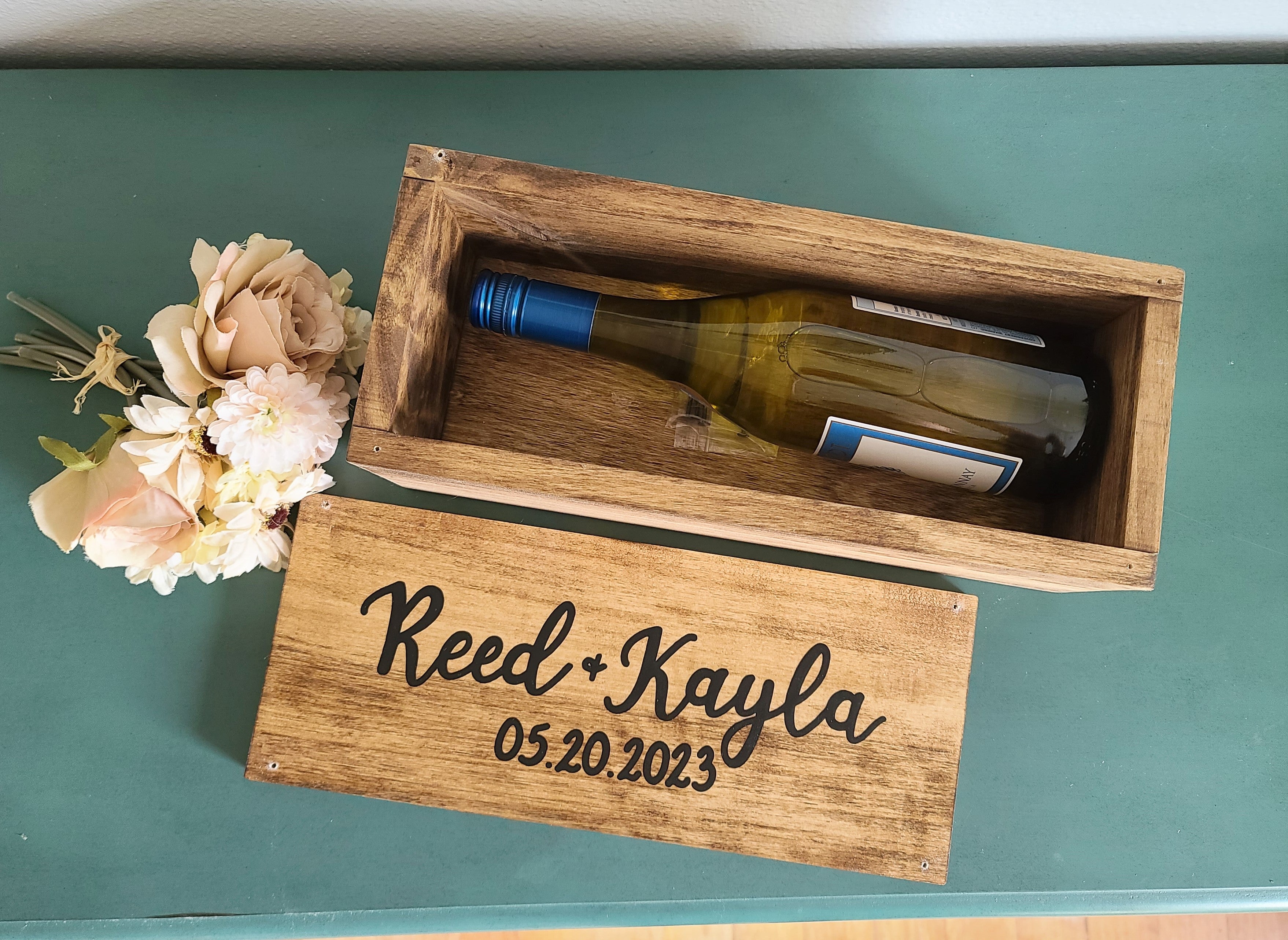 Wooden Wine Box - Time Capsule Box - Wedding Decor by Perryhill