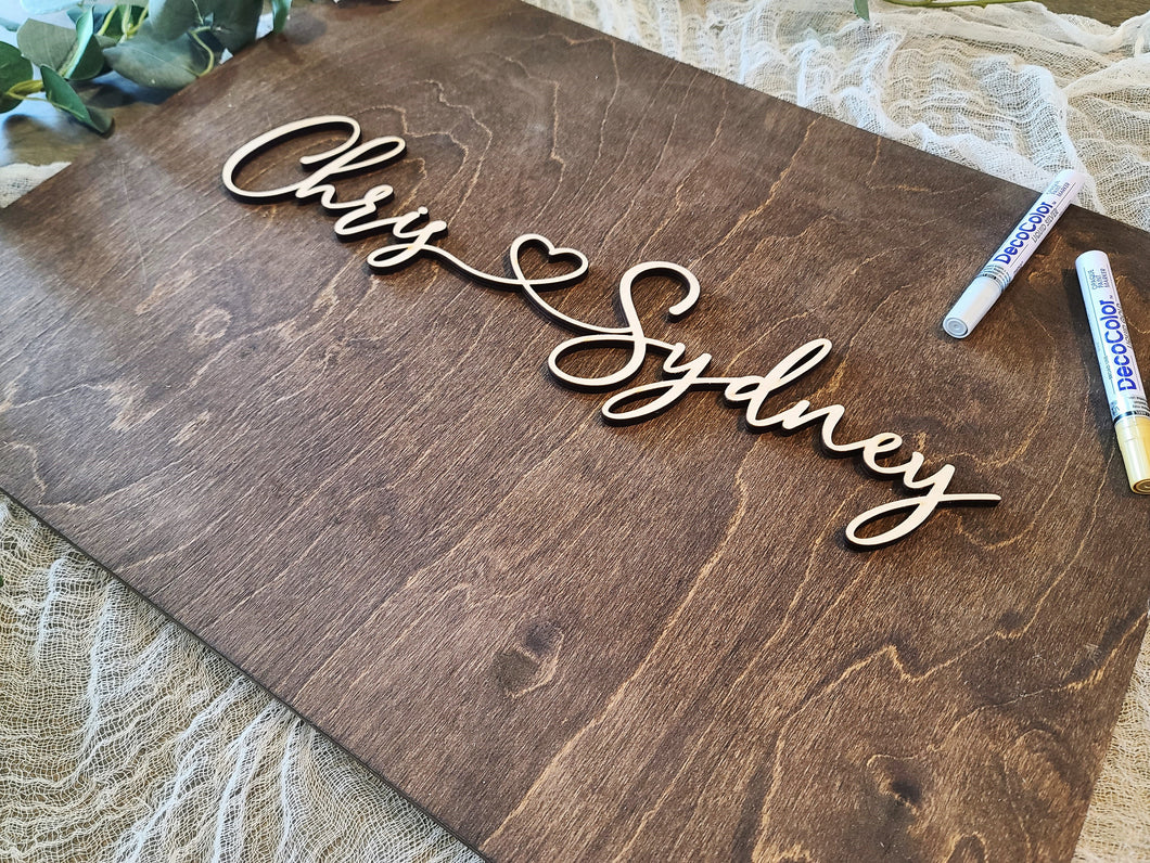3D Guest book Alternative With Names & Connecting Heart