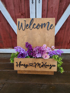 Personalized Flower Box Welcome Sign with 3D Wording