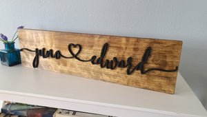 Personalized 3D Connecting Hearts Name Sign