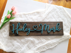 Personalized 3D Connecting Hearts Name Sign