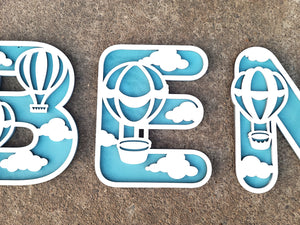 Wooden Hot Air Balloon Name Letters