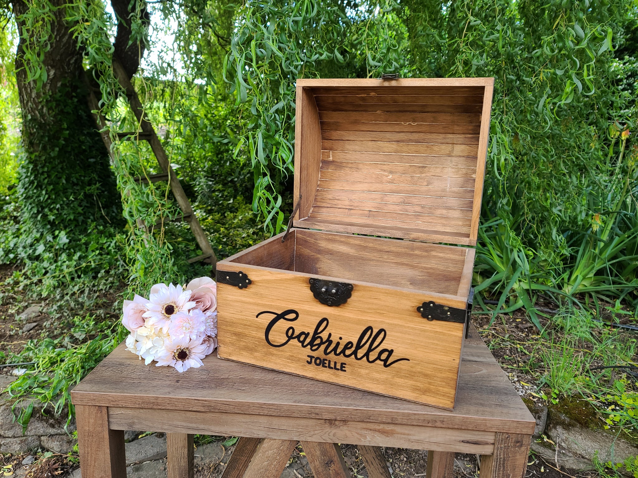 Wood Card Box With Slot / Wedding Secure Card Box / Rustic 