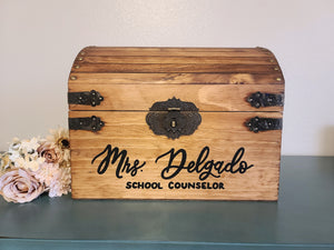 Personalized Wood Wedding Card Trunk With Slot and Lock
