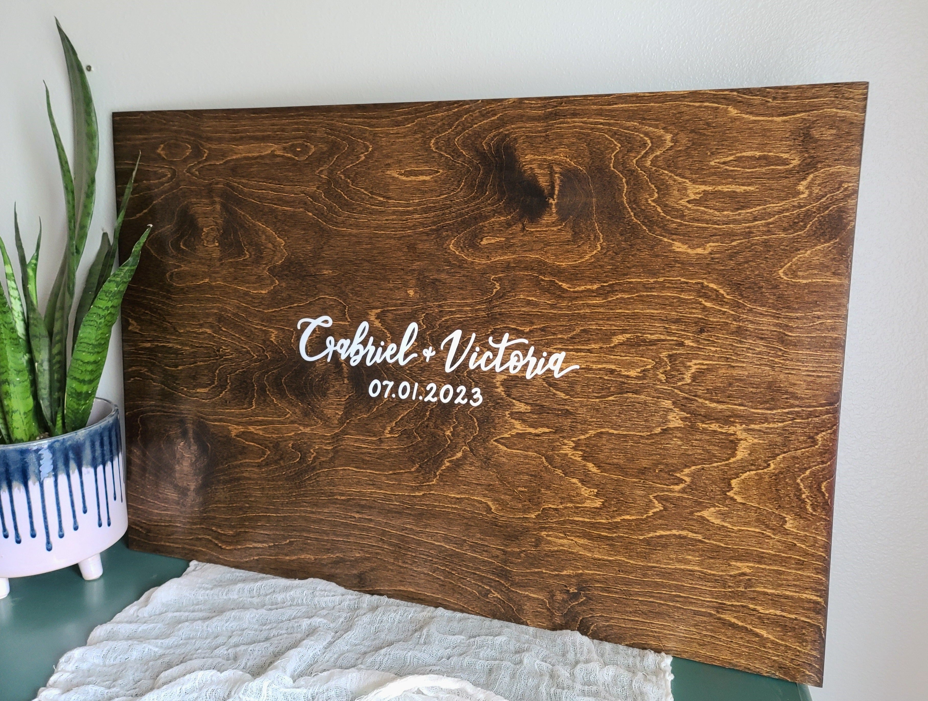 Wedding Guest Book Alternative Wood offers Board - Large Letter