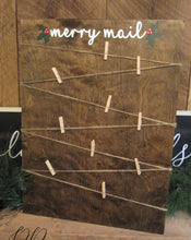 Load image into Gallery viewer, Merry mail wooden Christmas card holder sign by Perryhill Rustics
