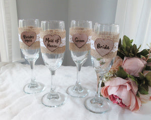 Bridal party toasting champagne flutes - gift for bridal party - bridesmaid gifts - groomsman gifts - Perryhill Rustics