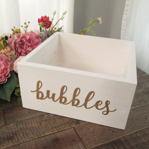 Wooden bubbles box hand painted wedding decor by Perryhill Rustics