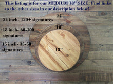 Load image into Gallery viewer, Round Wooden Wooden Signature Guestbook Board Sizes By Perryhill Rustics
