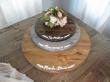 Load image into Gallery viewer, Round cake stand size comparison photo Perryhill Rustics
