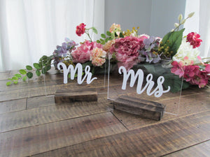 Small Mr and Mrs Acrylic Sweetheart Table Signs
