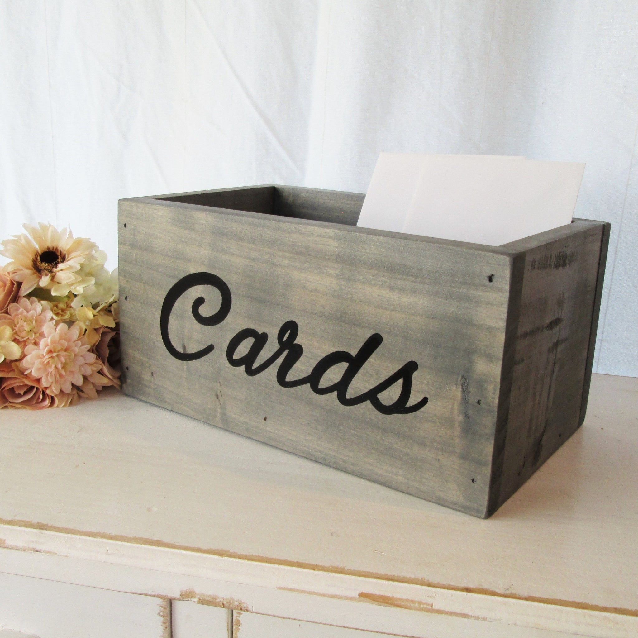 Large Rustic Wedding Card Box Keepsake Chest Handpainted