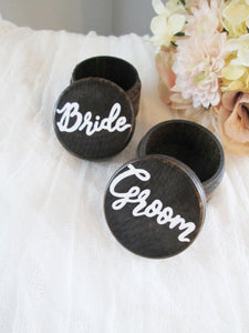 Bride and groom ring boxes by Perryhill Rustics