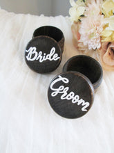 Load image into Gallery viewer, Bride and groom ring boxes by Perryhill Rustics
