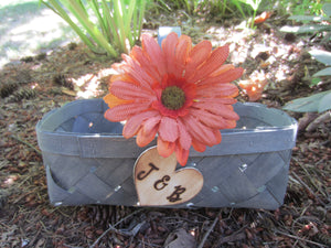Woven personalized flower girl basket by Perryhill Rustics