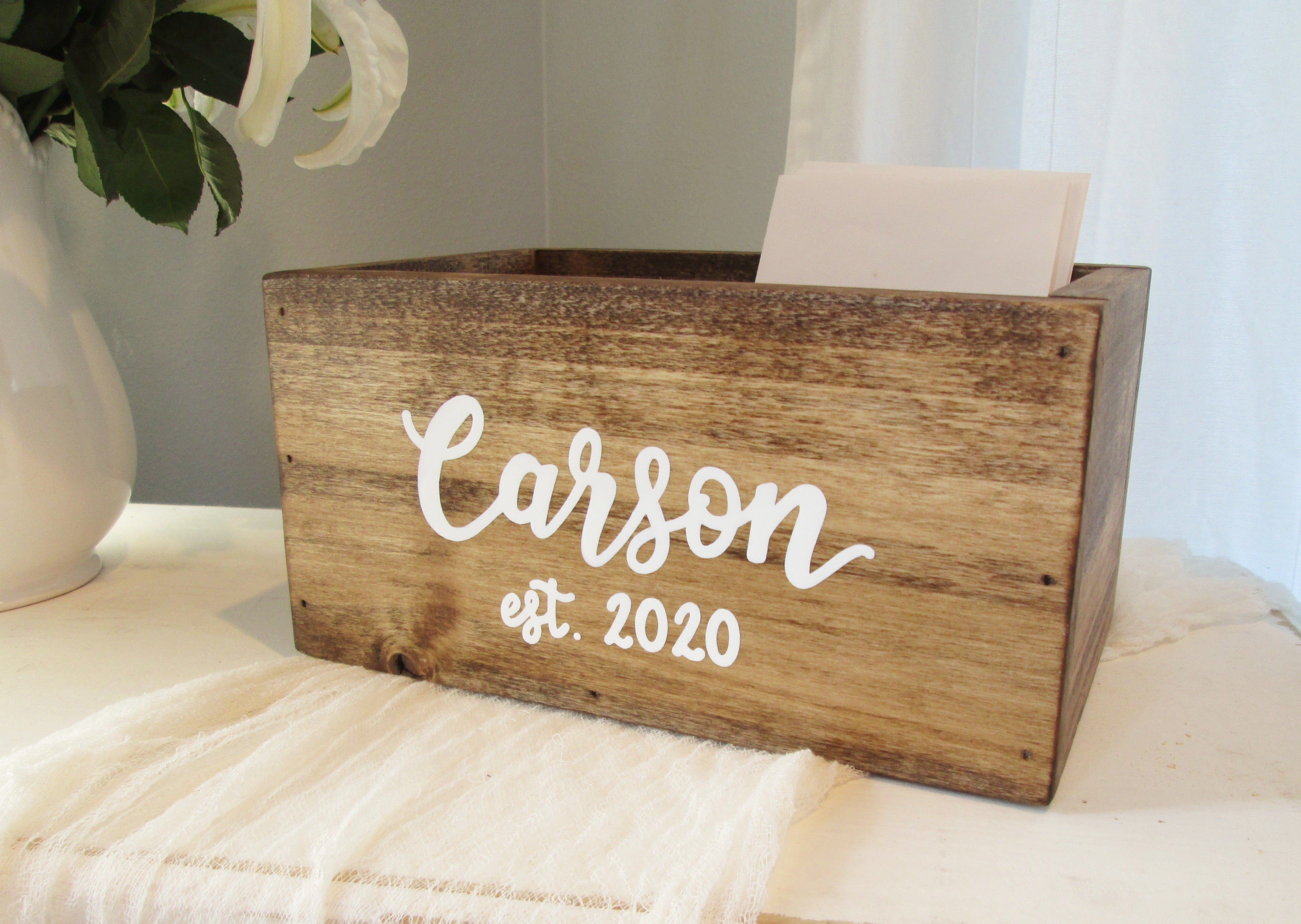 Classic Elegance Personalized Wooden Wedding Keepsake Card Box