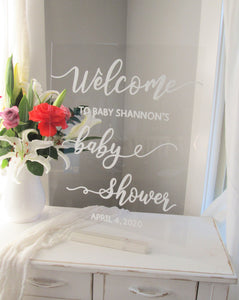 Acrylic baby shower welcome sign, personalized and custom- by Perryhill Rustics