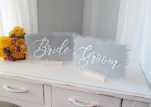 Load image into Gallery viewer, Bride and Groom Acrylic Sweetheart Table Signs
