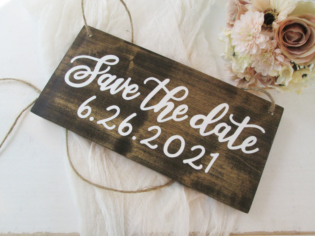 Wooden save the date sign by Perryhill Rustics