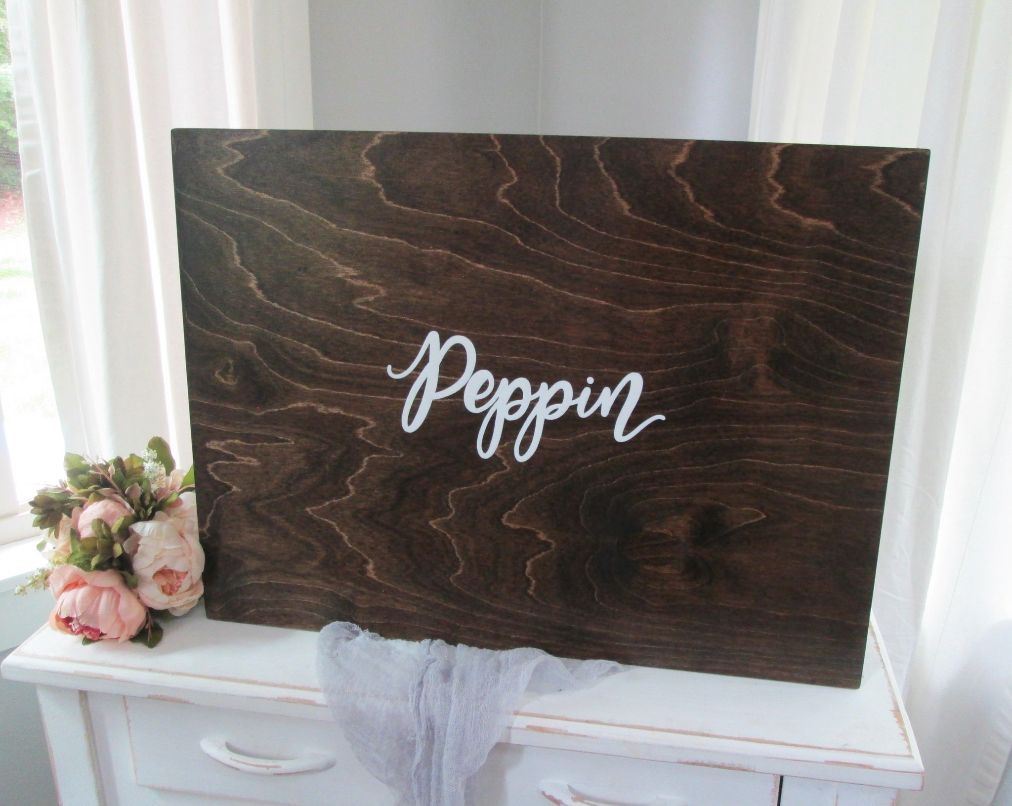 Custom 24 Wood Wedding Guest Book, Early American Stain with