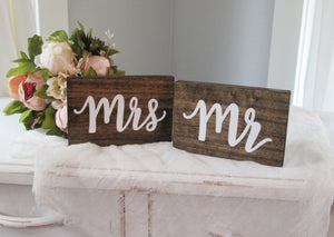 small mr and mrs sweetheart table signs by Perryhill Rustics