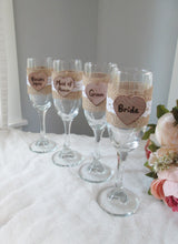 Load image into Gallery viewer, Bridal party toasting champagne flutes - gift for bridal party - bridesmaid gifts - groomsman gifts - Perryhill Rustics
