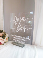 Load image into Gallery viewer, Open Bar Acrylic Sign
