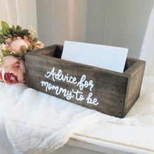 Load image into Gallery viewer, Advice for mommy to be wooden baby shower box by Perryhill Rustics
