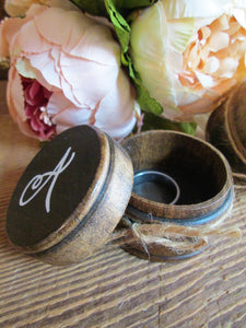 Personalized round ring boxes with initials by Perryhill Rustics