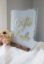 Load image into Gallery viewer, Gifts and Cards Acrylic Wedding Sign with Stand
