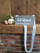 Load image into Gallery viewer, Weathered grey just married photo prop sign by Perryhill Rustics
