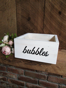 Wooden bubbles box hand painted wedding decor by Perryhill Rustics