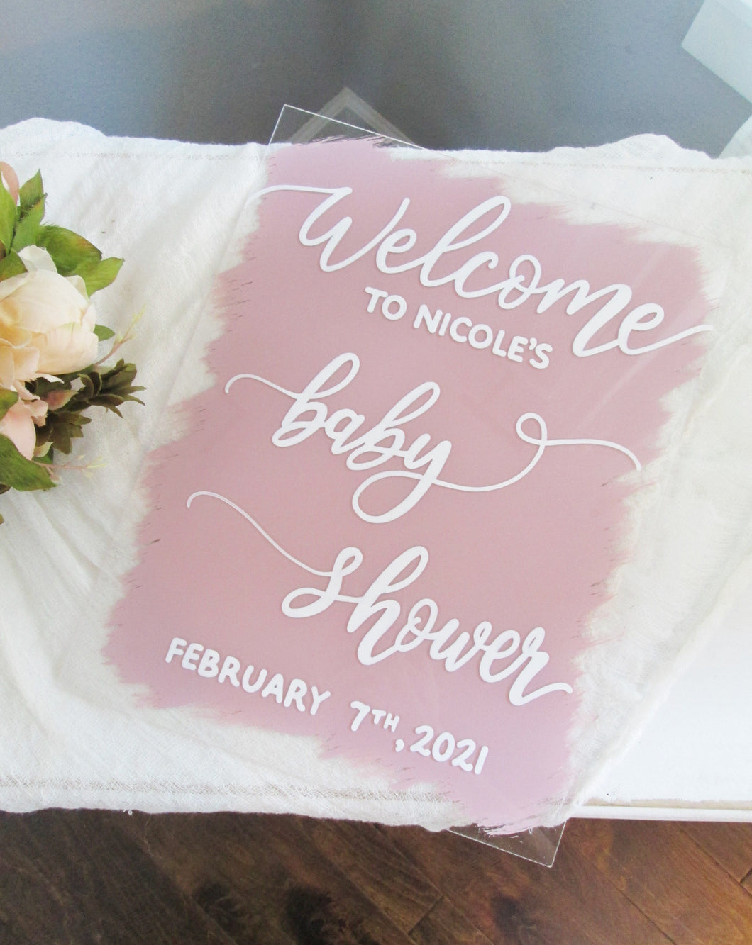 Personalized Acrylic Baby Shower Welcome Sign
