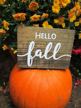 Load image into Gallery viewer, Hello Fall wooden seasonal sign home decor by Perryhill Rustics
