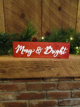 Load image into Gallery viewer, White and red merry and bright hand painted wooden christmas sign by Perryhill Rustics
