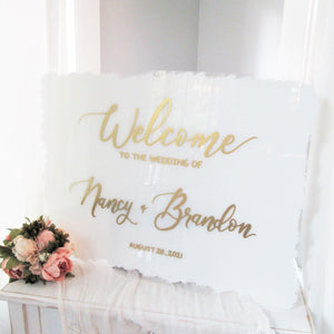 Personalized Acrylic Wedding Welcome Sign With Stand